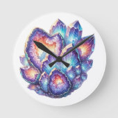 Geode Crystal Cluster Ronde Klok (Voorkant)