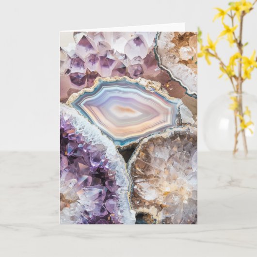 Geode Crystal | Crystal Photo Card Kaart (Gele Bloem)