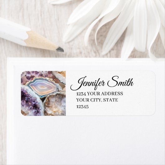 Geode Crystal Wedding Return address Labels (Insitu)
