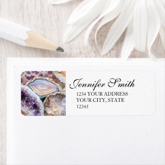 Geode Crystal Wedding Return address Labels  (Insitu)