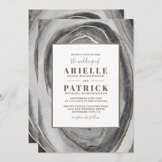 Geode edelsteen agaat bruiloft uitnodigingen (Voorkant / Achterkant)