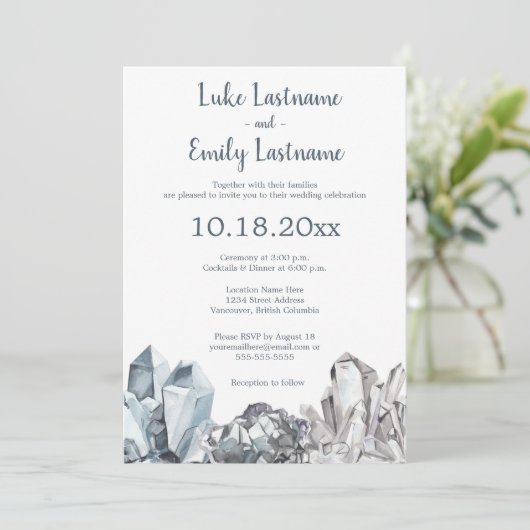 Geode & Edelstenen Bruiloft Kaart (Staand voorkant)