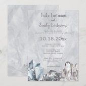 Geode & Edelstenen in Grijs Watercolour Trouw Kaart (Voorkant / Achterkant)