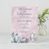 Geode & Edelstenen in Roze Waterverf Bruiloft Kaart (Staand voorkant)
