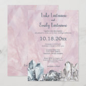 Geode & Edelstenen in Roze Waterverf Bruiloft Kaart (Voorkant / Achterkant)