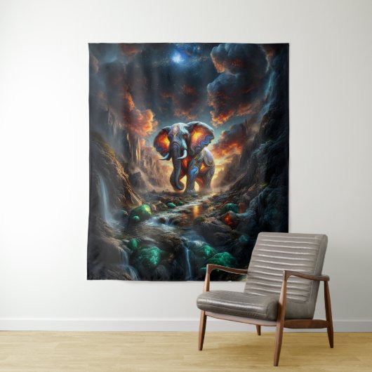 Geode Elephant 01 Wandkleed (In situ)