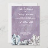 Geode en stenen in Paarse Waterverf bruiloft Kaart (Voorkant)