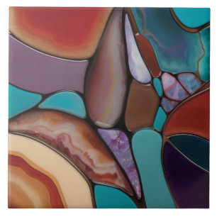 Geode - Faux Glas in lood Mozaïek Abstracte Kunst Tegeltje