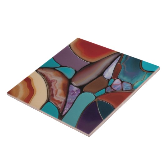 Geode - Faux Glas in lood Mozaïek Abstracte Kunst Tegeltje (Zijkant)