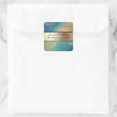 Geode faux goud metallic shimmer marmer blauw vierkante sticker (Tas)