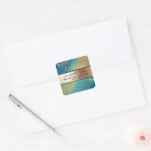 Geode faux goud metallic shimmer marmer blauw vierkante sticker (Envelop)