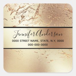 Geode faux goud metallic shimmer marmer textuur vierkante sticker