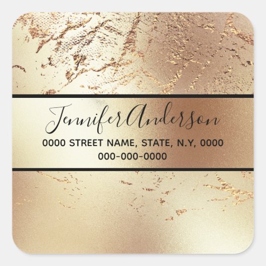 Geode faux goud metallic shimmer marmer textuur vierkante sticker (Voorkant)