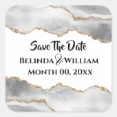 Geode faux goud witte agaat koppels gehechte vierkante sticker (Voorkant)