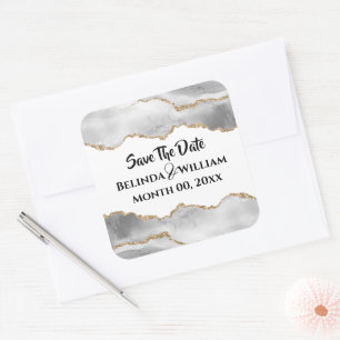 Geode faux goud witte agaat koppels gehechte vierkante sticker