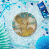 Geode faux goudblauw agate waterverf chic party papieren bordje (Feest)