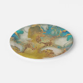 Geode faux goudblauw agate waterverf chic party papieren bordje (Gekanteld)