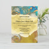 Geode faux goudblauw kristallijne waterverf kaart (Staand voorkant)