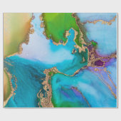 Geode faux goudblauw paars agaat waterverf cadeaupapier (Vlak)