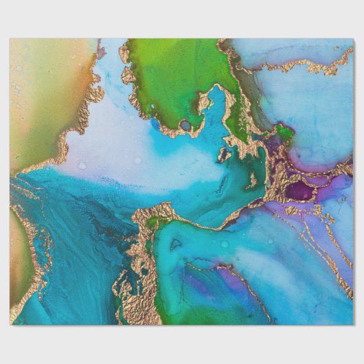 Geode faux goudblauw paars agaat waterverf cadeaupapier (Vlak)