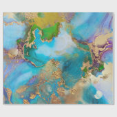 Geode faux goudblauw paars agate pauw chic cadeaupapier (Vlak)