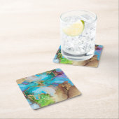 Geode faux goudblauw paarse groene waterverf kartonnen onderzetters (Insitu)