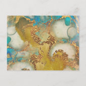 Geode faux goudblauwe kristallijne waterverf uitnodiging briefkaart (Achterkant)