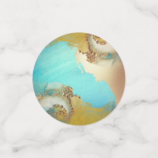 Geode faux goudblauwe waterverf agaat party confetti (Kleine voorkant)