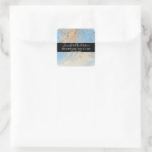Geode faux gouden blauwe verf textuur look chic vierkante sticker (Tas)