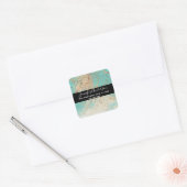 Geode faux gouden blauwgroen verftextuur ziet er c vierkante sticker (Envelop)