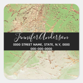 Geode faux gouden groene verf textuur look chic vierkante sticker