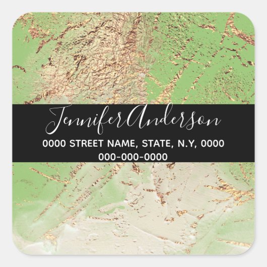 Geode faux gouden groene verf textuur look chic vierkante sticker (Voorkant)