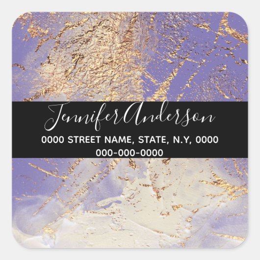 Geode faux gouden paarse verftextuur ziet er chic  vierkante sticker (Voorkant)