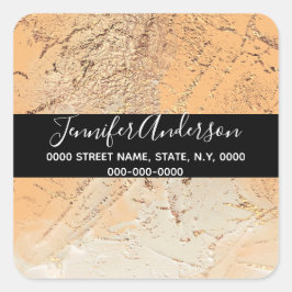 Geode faux gouden perzik verf textuur look chic vierkante sticker