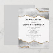 Geode faux gouden witte agaat waterverf chic uitnodiging briefkaart (Voorkant / Achterkant)