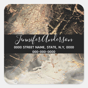 Geode faux gouden zwarte verf textuur look chic vierkante sticker