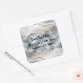 Geode faux zilver goud wit agaat waterverf opslaan vierkante sticker (Envelop)