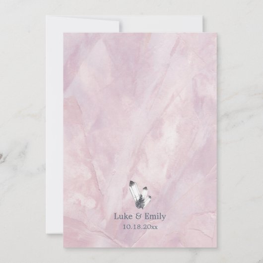 Geode & Gemstenen in roze Waterverf bruiloft Kaart (Achterkant)