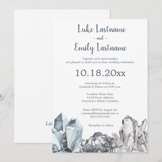 Geode & Gemstenen Wedding Kaart (Voorkant / Achterkant)