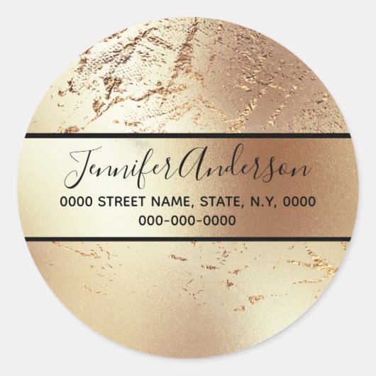 Geode goud metallisch uiterlijk schimere marmer te ronde sticker (Voorkant)