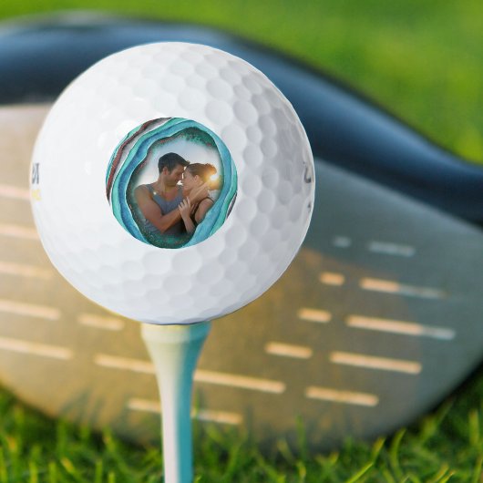 Geode in Turquoise Blue Green met uw foto Golfballen