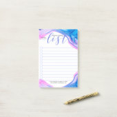 Geode-inktvloeistofkleuren en lijsttypografie post-it® notes (Op bureau)