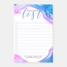 Geode-inktvloeistofkleuren en lijsttypografie post-it® notes