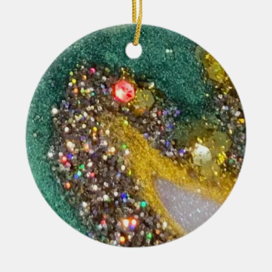 Geode kerstversiering keramisch ornament (Voorkant)