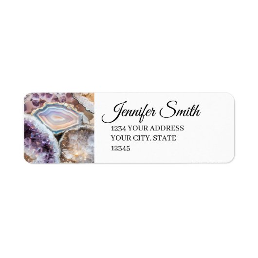 Geode Kristal Bruiloft Retouradres Labels (Voorkant)