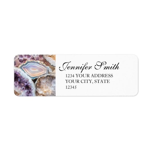 Geode Kristal Huwelijk Retouradres Labels  (Voorkant)