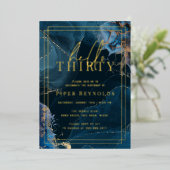 Geode Marble | Goudzeemacht 30e verjaardag Folie Uitnodiging (Staand Voorkant)