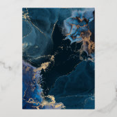 Geode Marmer | Goud Navy 30e Verjaardag Folie Uitnodiging (Achterkant)