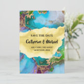 Geode moderne faux gouden abstracte edelsteen pauw feestdagenkaart (Staand voorkant)