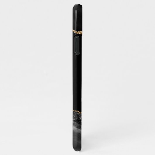 Geode monogram zwart-wit en goudgrijs iPhone hoesje (Rechterkant)